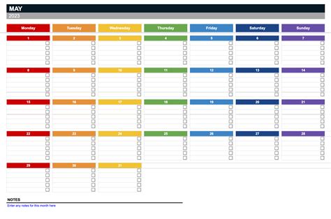 Calendar Template In Excel