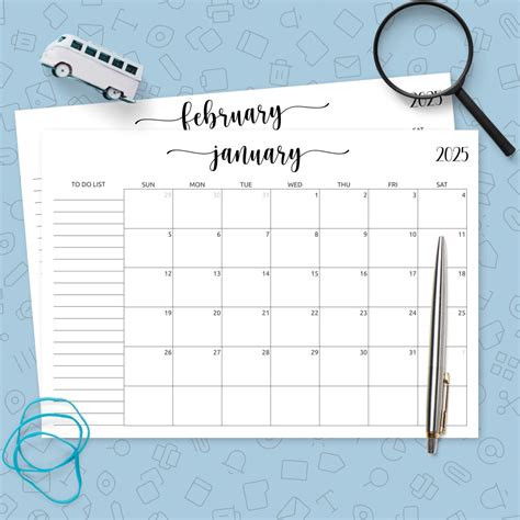 Calendar To Do List Template Printable