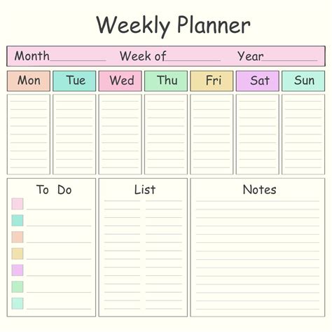 Calendar Weekly Printable