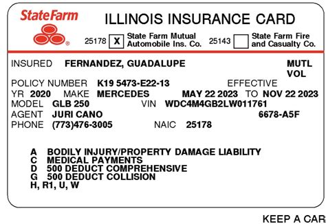 California Insurance Card Template