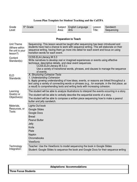 Caltpa Lesson Plan Template