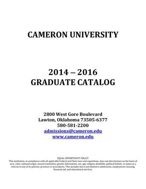 Cameron University Catalog