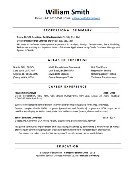 Canadian Resume Template