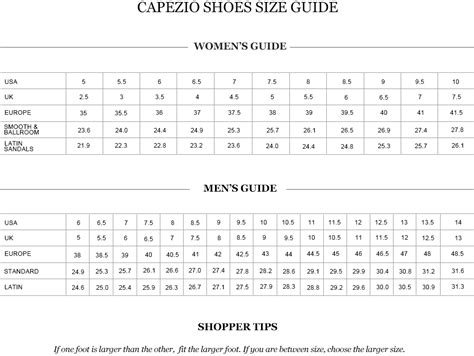 Capezio Ballet Shoes Size Chart