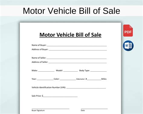Car Bill Of Sale Form Free Printable