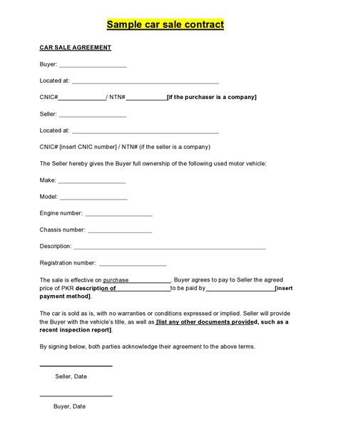 Car Sale Contract Template