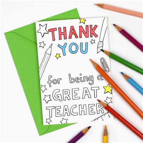 Card For Teacher Printable