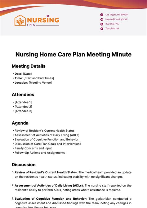 Care Plan Meeting Template