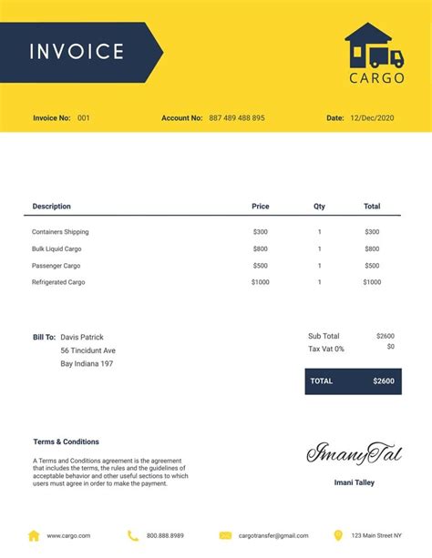 Cargo Invoice Template