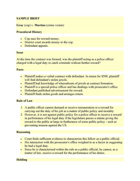 Case Brief Example Template
