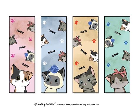 Cat Bookmarks Printable