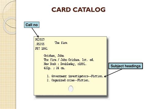 Catalog Card Example