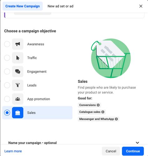 Catalog Sales Objective Facebook