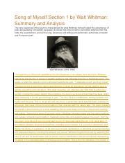 Cataloging Song Of Myself Section 1