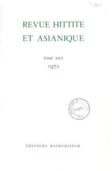Catalogue Des Textes Hittites