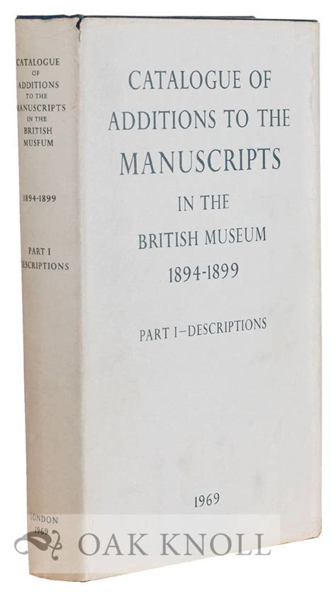Catalogue Of Additions To The Manuscripts