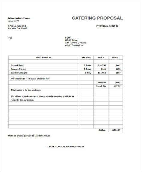 Catering Proposal Templates