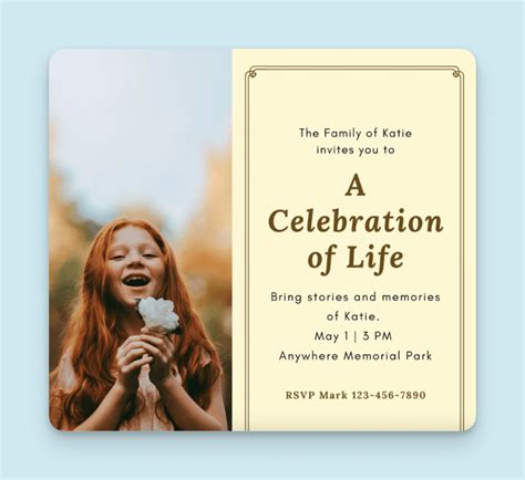 Celebration Of Life Invite Template