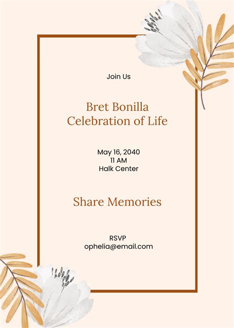 Celebration Of Life Template