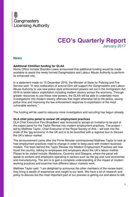 Ceo Report Template