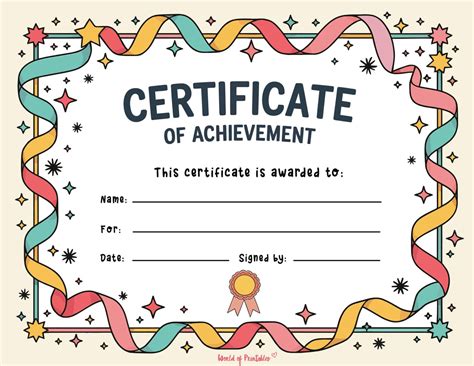 Certificate Of Achievement Printable