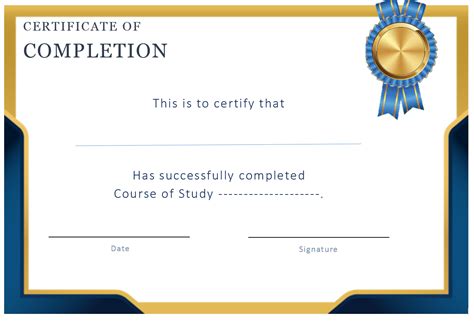 Certificate Of Completion Templates Free