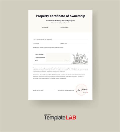 Certificate Of Ownership Template