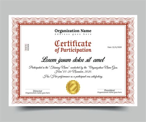 Certificate Of Participation Sample Template