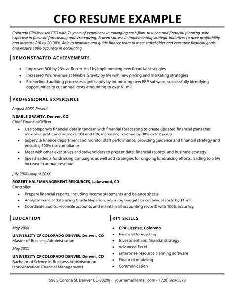 Cfo Resume Template