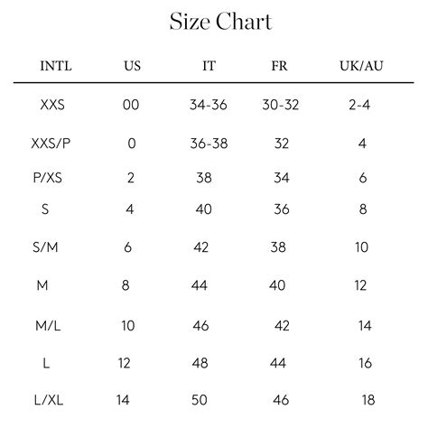 Chanel Dress Size Chart
