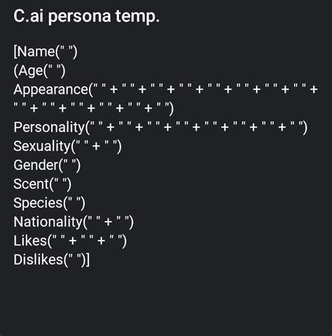 Character Ai Persona Template Copy And Paste