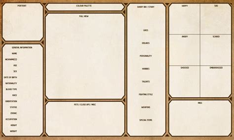 Character Board Template