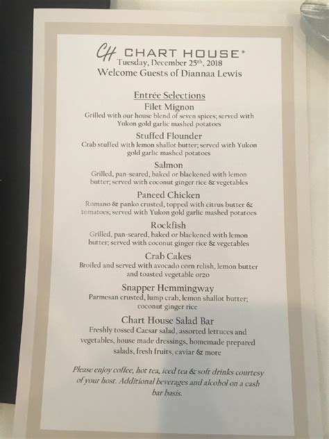 Chart House Restaurant Annapolis Menu