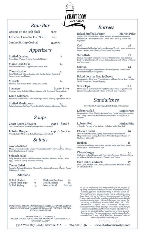 Chart Room Osterville Menu