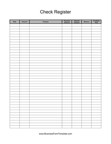 Check Ledger Template