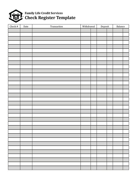 Check Register Template