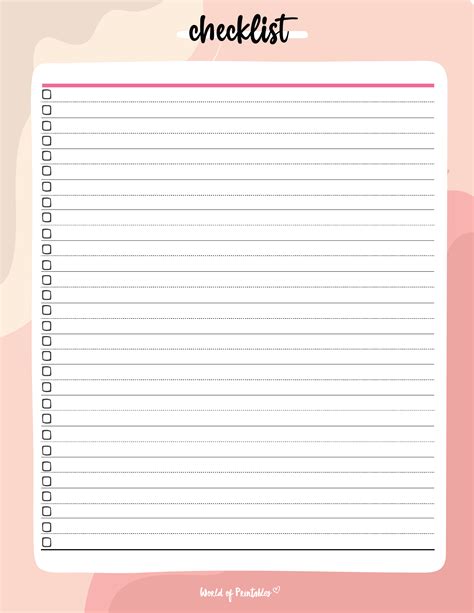 Checklist Printable Free
