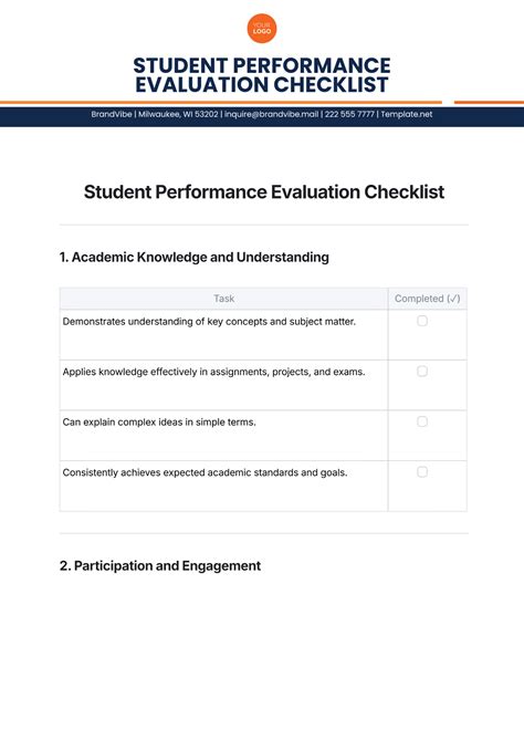 Checklist Template For Students