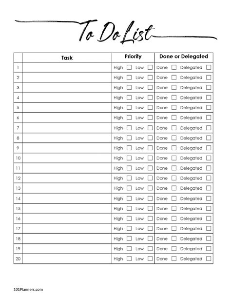 Checklist Word Template
