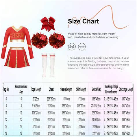 Cheerleading Uniform Size Chart