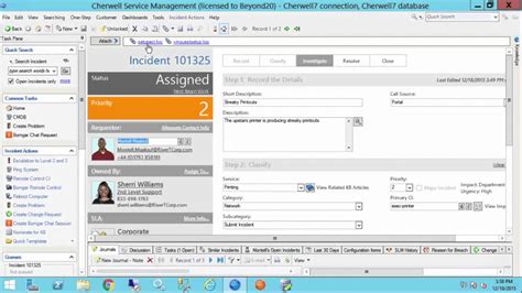 Cherwell Service Catalog Action To Run