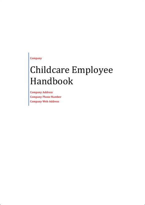 Childcare Staff Handbook Template