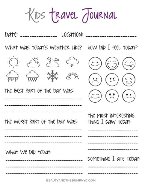 Children's Travel Journal Printable