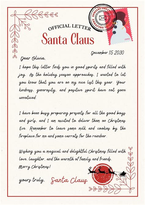 Childrens Santa Letter Templates