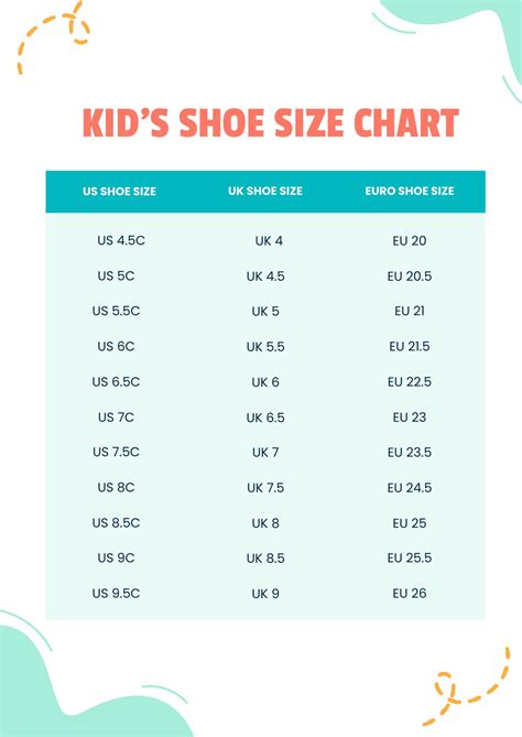Childrens Shoe Size Chart