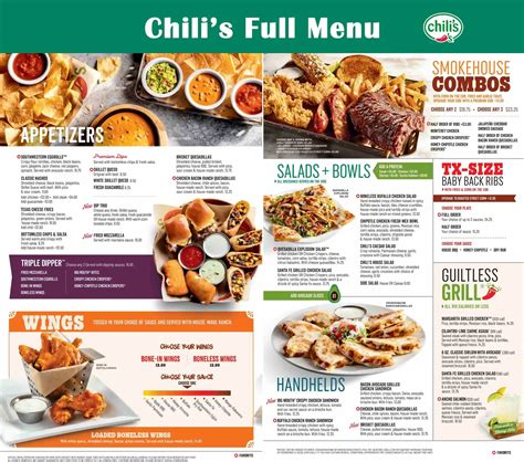 Chilis Printable Menu With Prices