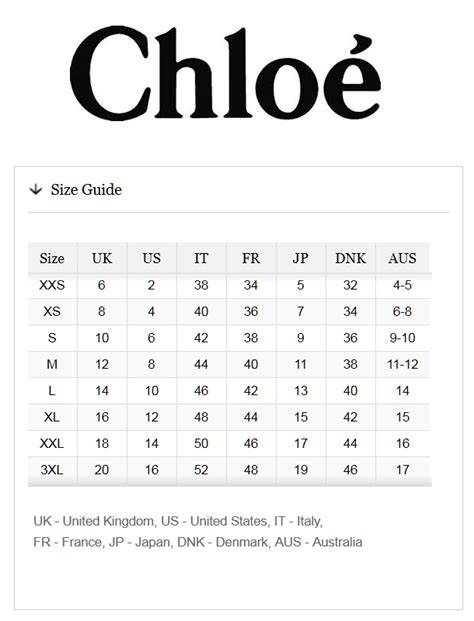 Chloe Size Chart