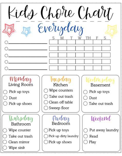 Chores Printable Free Template With Kids Name