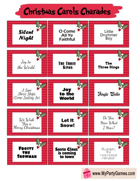 Christmas Charades Printable Free