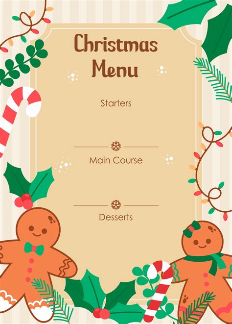 Christmas Day Menu Template Free